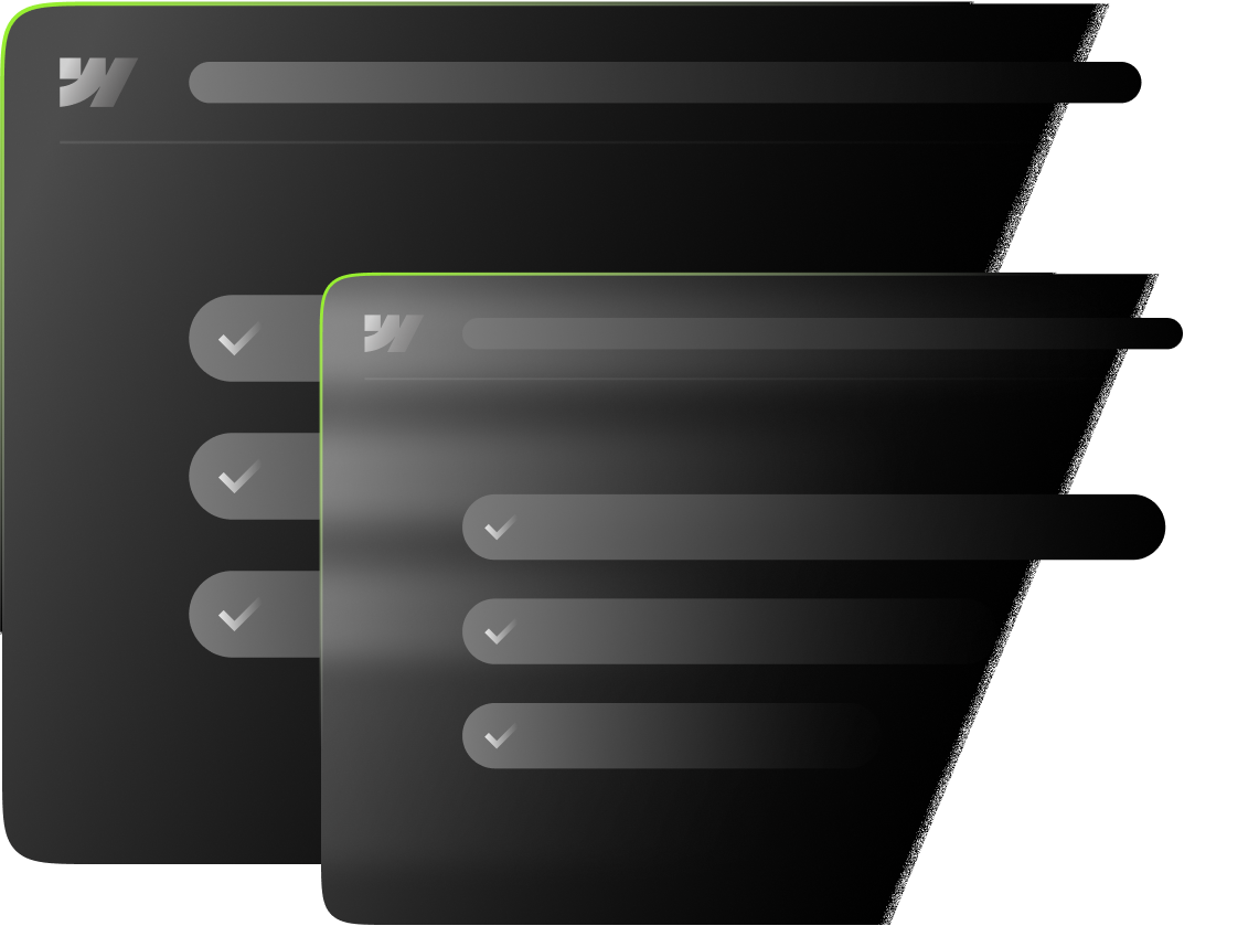 Infographic showing two mockup Webflow interfaces